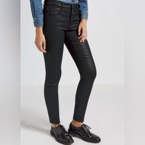 Current/Elliott High Waist Ankle Skinny Black Coated Jeans Size 31